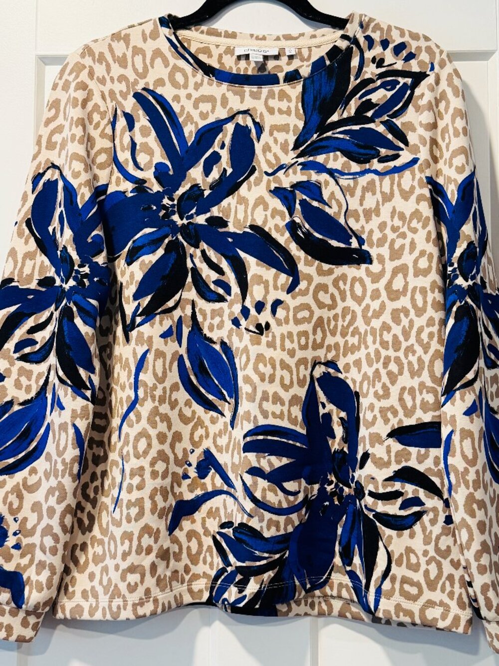 Chico’s Animal Print & Floral Scuba Knit Long Sleeve Top